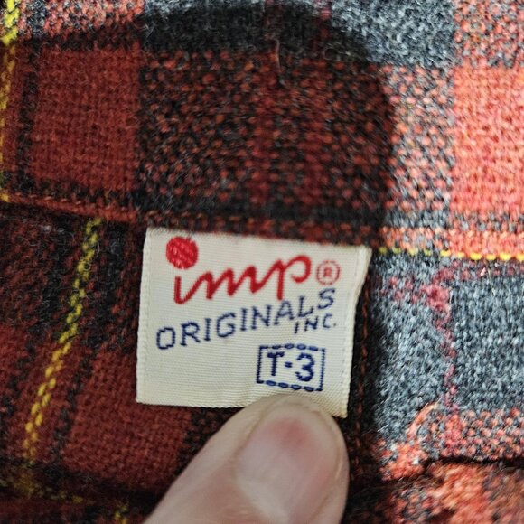 Vintage 2pc Jacket Romper Toddler Boys 2T/3T Red Plaid Gold Buttons Holiday - Picture 8 of 16